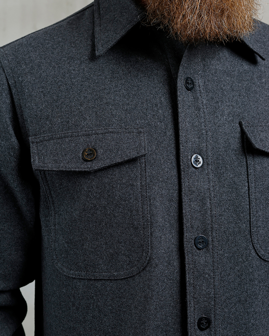1943 CPO Shirt Grey Wool – US Navy Inspired Heavy Wool Deck Shirt-3XL